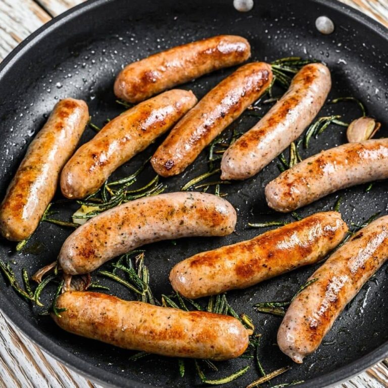 easy chicken sausage with thyme, pan fried