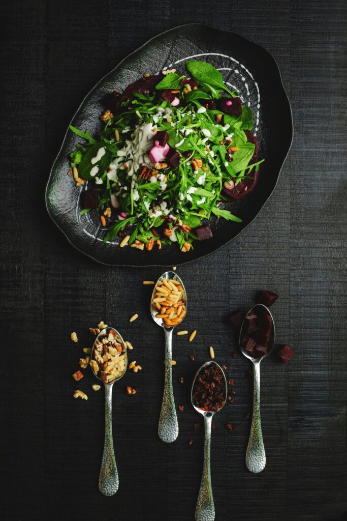 Beetroot and lentil salad with 3 spoons 