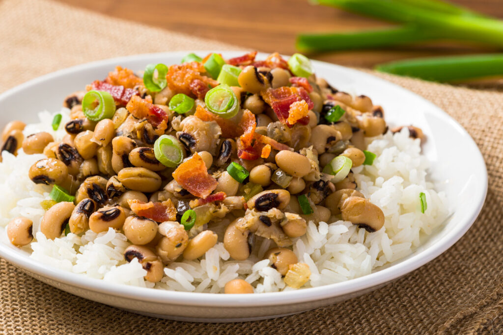 vegan meal, black eyed peas, with rice, healthy meal