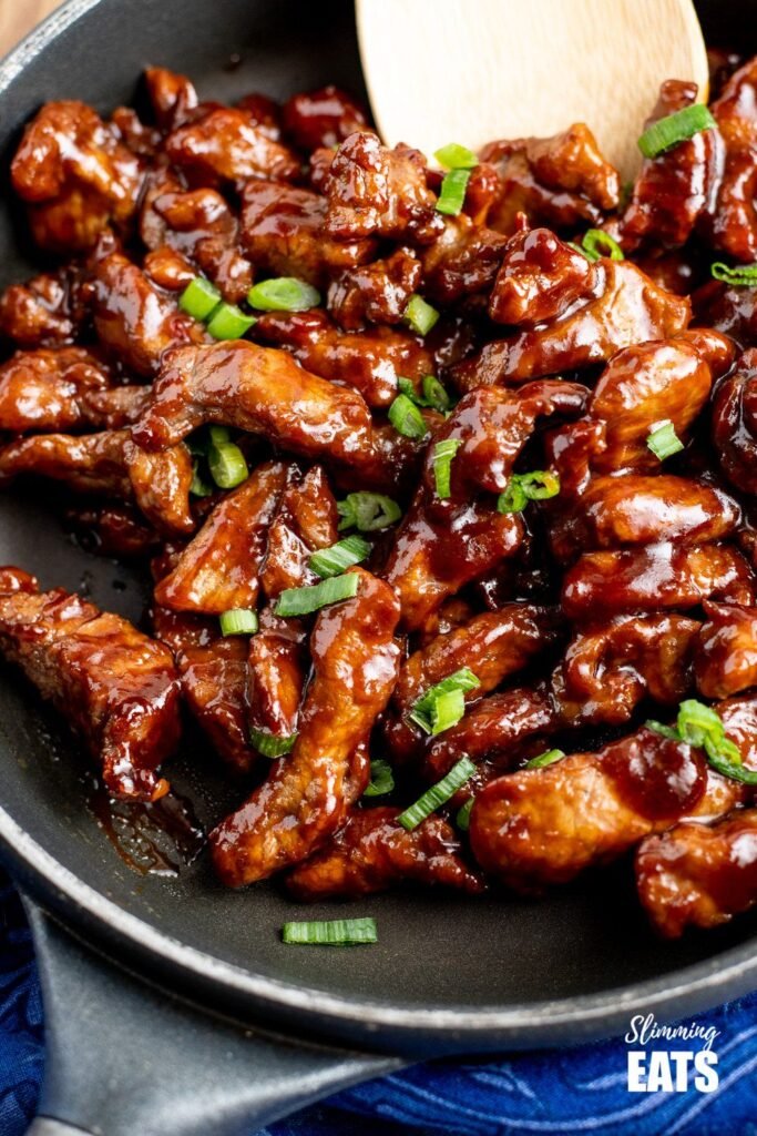sweet chill beef homemade, spicy beef, sticky spicy beef