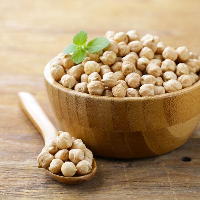 uncooked chickpeas in a bowl