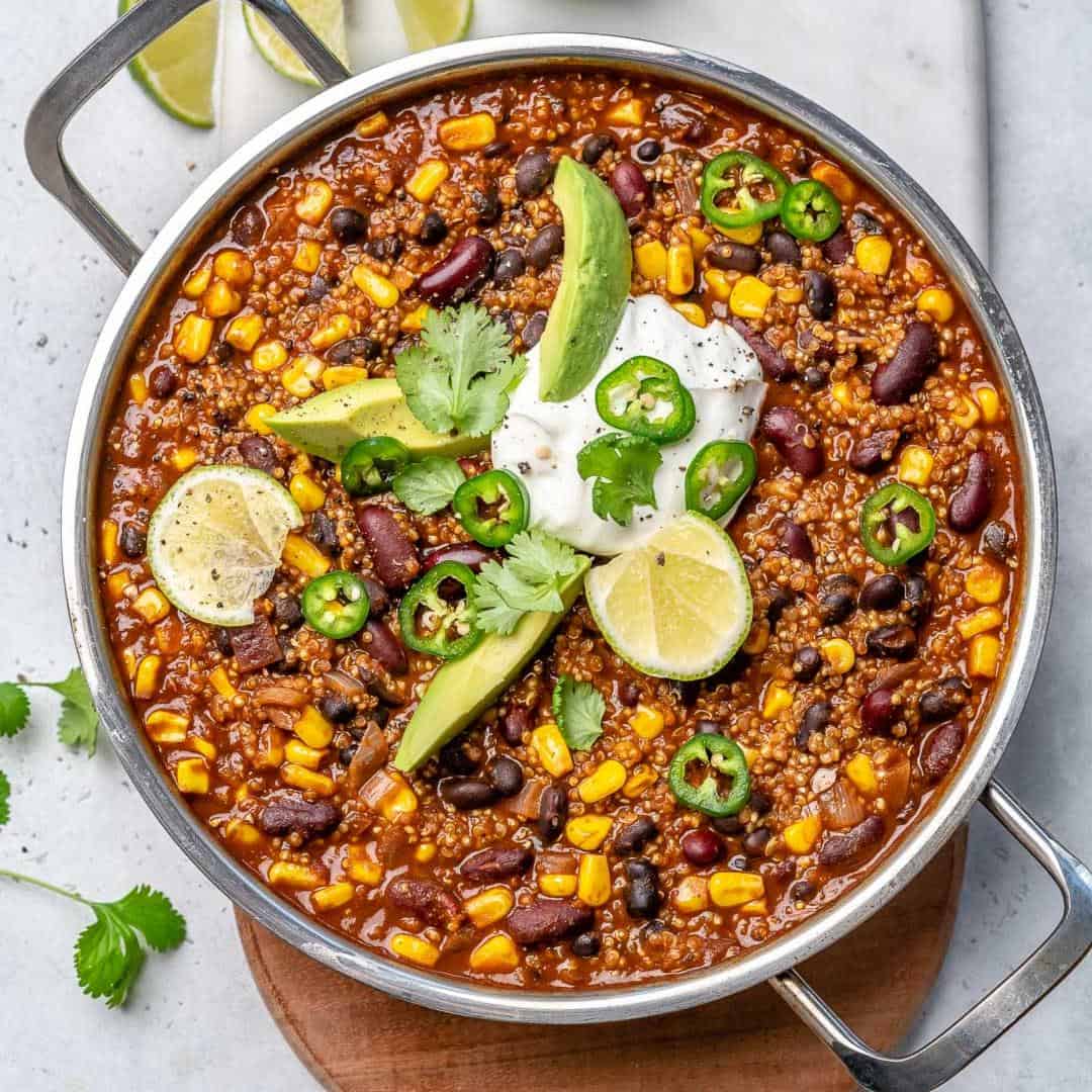 easy vegan chilli recipe with beans and corn