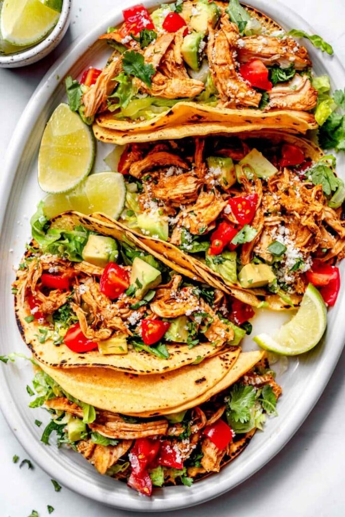 Delicious spicy mexican slow cooker chicken tacos