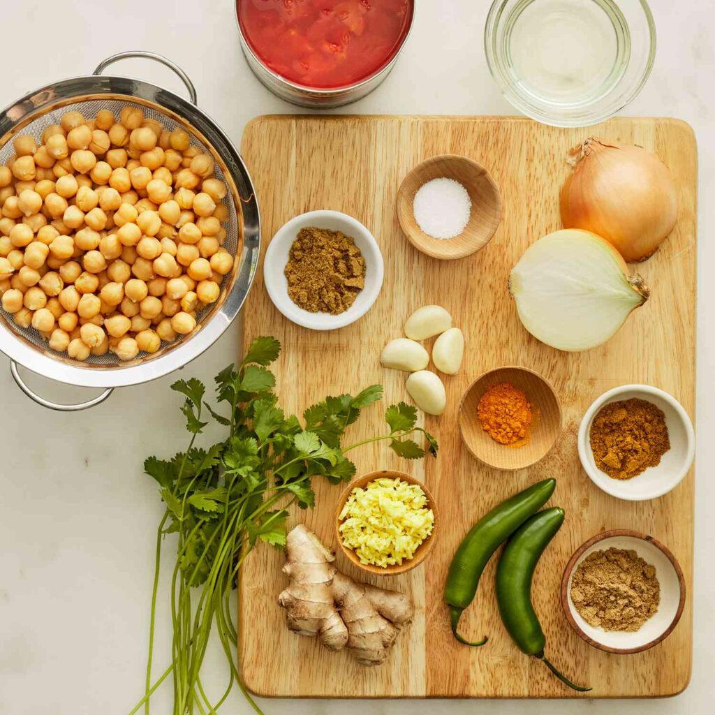 Use fresh ingredients for chickpea curry